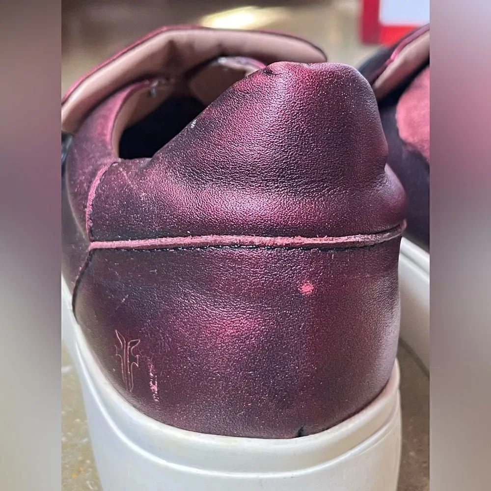 Frye Metallic Reddish/Purple Leather Upper Slip On Chunky Platform Shoes(37/6.5)